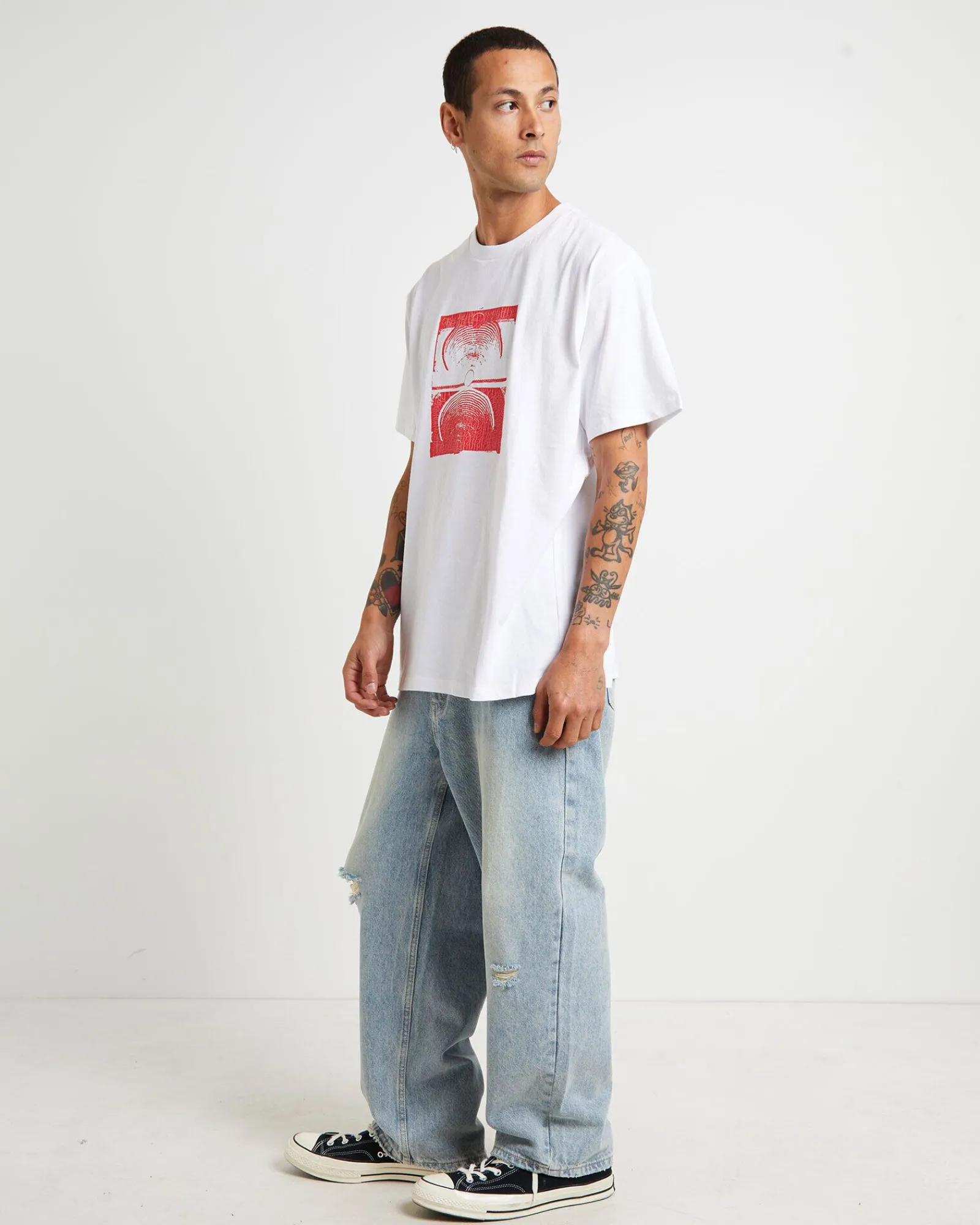 cracked_crux_short_sleeve_3.webp Fashion FORMER Cracked Crux Short Sleeve T-Shirt In White
