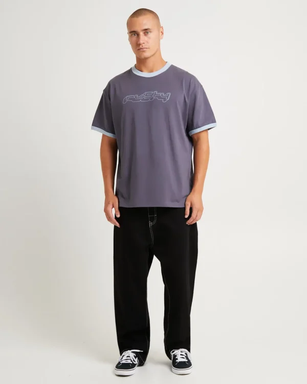 Best RUSTY Cypher Short Sleeve Ringer T-Shirt Coal
