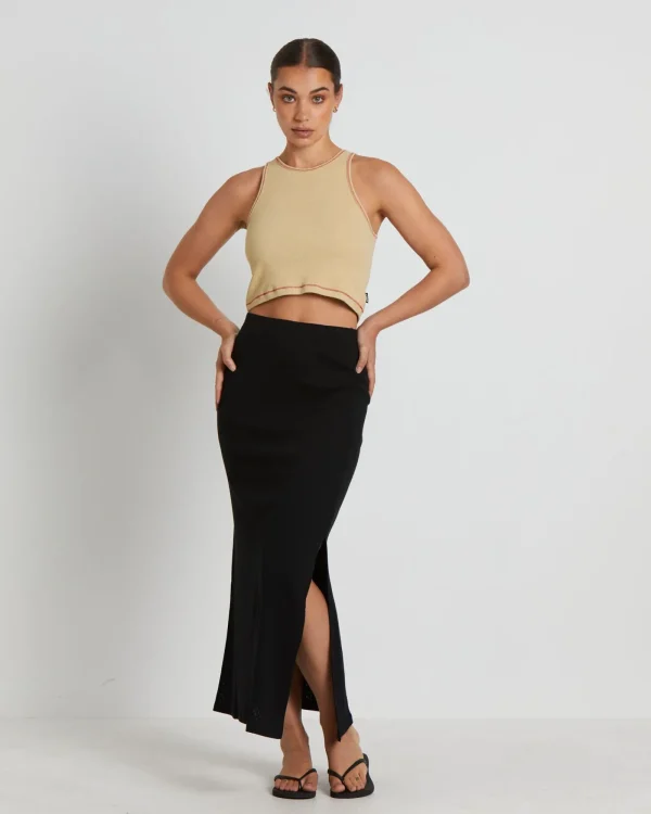 Shop AFENDS Dandy Pearly Recycled Rib Cropped Singlet In Camel