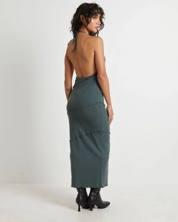 Cheap NEON HART Daphne Panelled Seam Backless Halter Dress In Slate