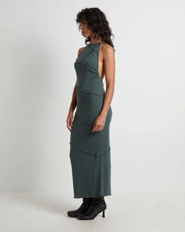 Cheap NEON HART Daphne Panelled Seam Backless Halter Dress In Slate
