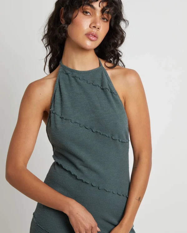 Cheap NEON HART Daphne Panelled Seam Backless Halter Dress In Slate