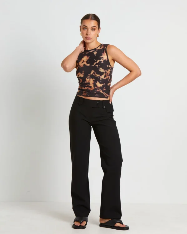 Shop NEON HART Dark Cloud Mesh Cut Off Tank Top In Brown