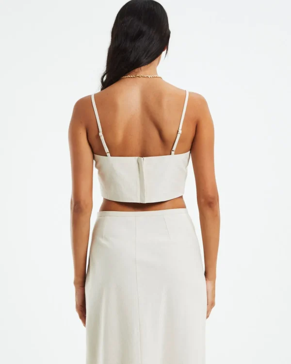 New SUBTITLED Delilah Linen Bandeau Top Oat Marle