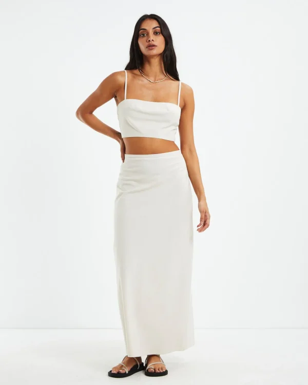 New SUBTITLED Delilah Linen Bandeau Top Oat Marle
