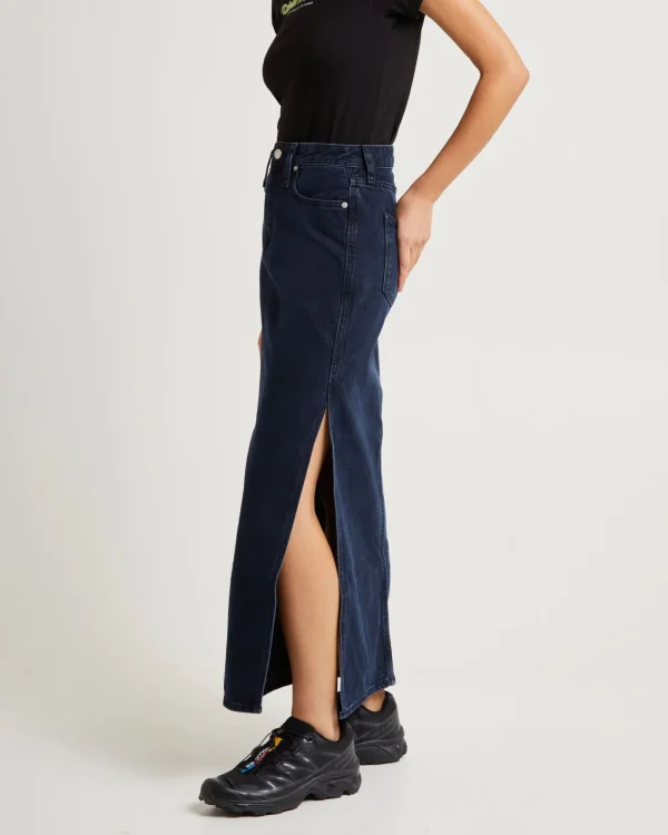 Shop CALVIN KLEIN Denim Maxi Skirt Dark