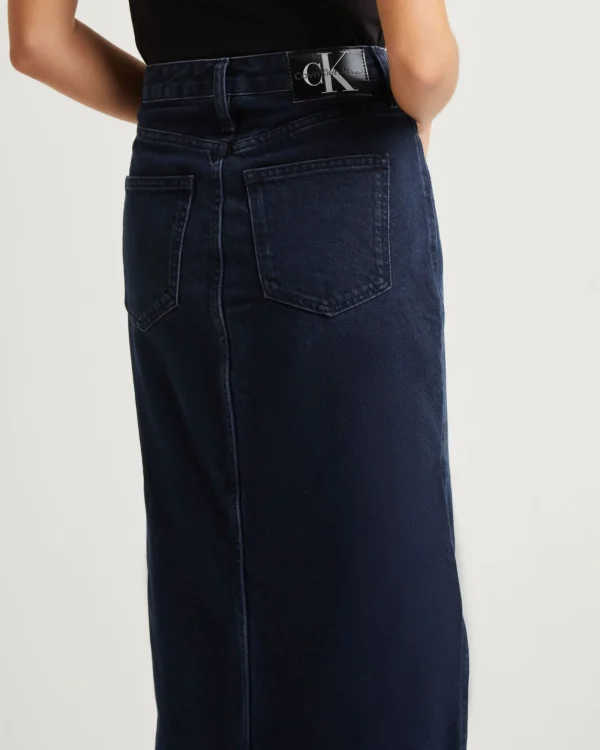 Shop CALVIN KLEIN Denim Maxi Skirt Dark