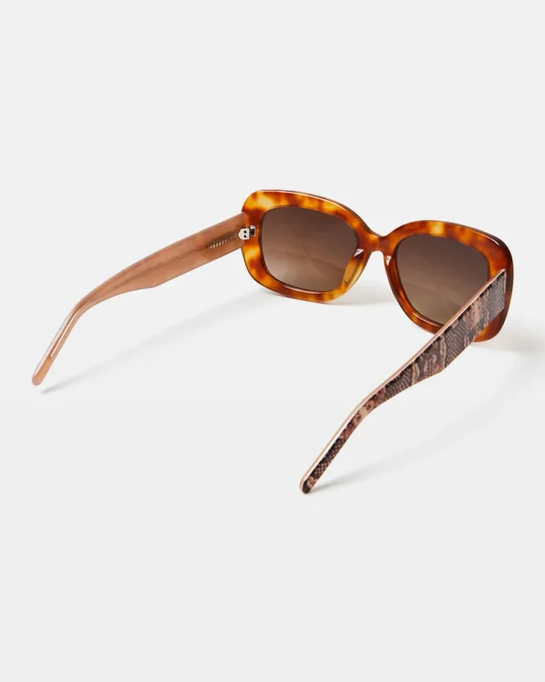 New SHEVOKE Devon Snake Sunglasses Tort Brown