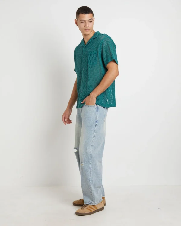 Outlet ARVUST Diego Mesh Short Sleeve Shirt In Jade Green