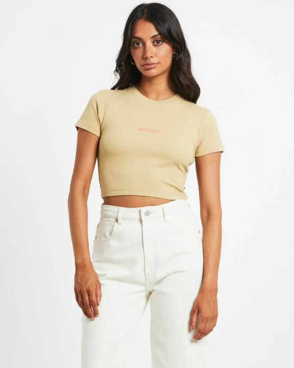 Outlet AFENDS Dillon Abbie Recycled Cropped Tee In Natural