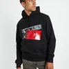 Best Sale CALVIN KLEIN Disrupted Ck Box Urban Hoodie Black