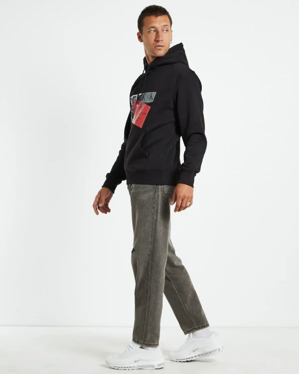 Best Sale CALVIN KLEIN Disrupted Ck Box Urban Hoodie Black