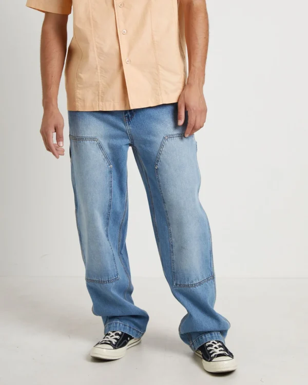 Cheap LARRIET Double Knee Carpenter Pants In Vintage Wash