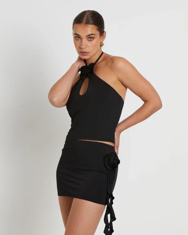 Sale ALICE IN THE EVE Dovie Corsage Halter Top In Black