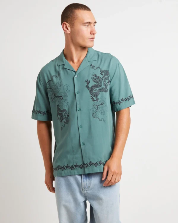 Hot INSIGHT Draco Short Sleeve Resort Shirt In Teal