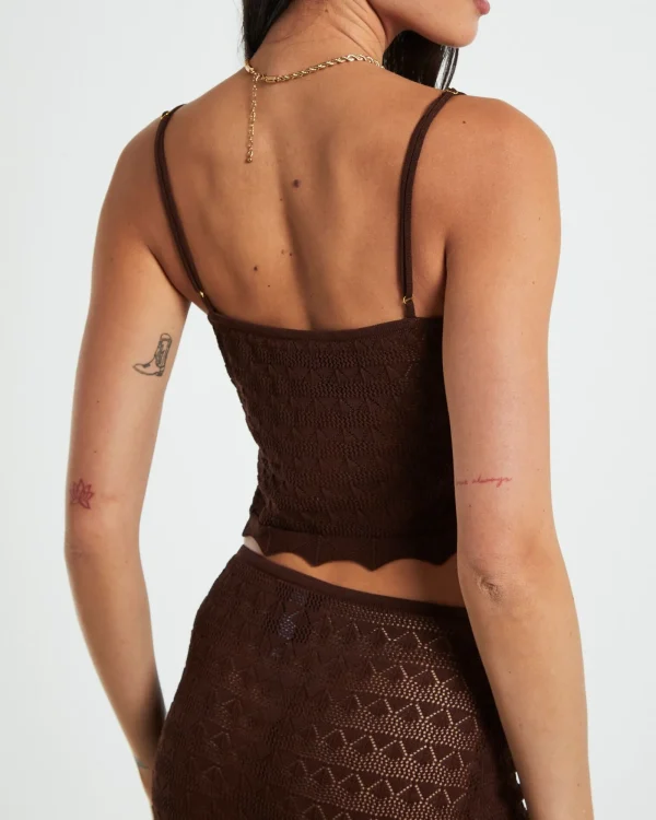 Store ALICE IN THE EVE Eleanora Lace Knit Cami Dark Chocolate Brown
