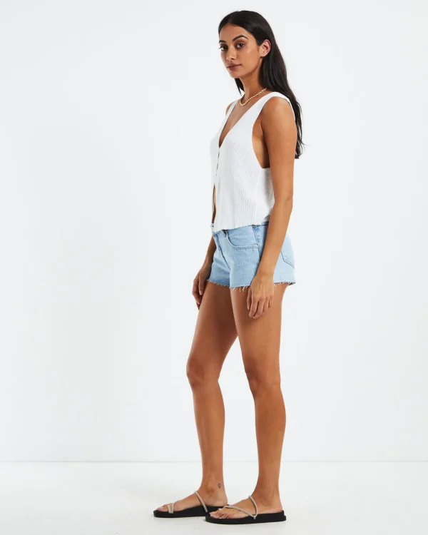 New SUBTITLED Elena Knit Rib Vest White
