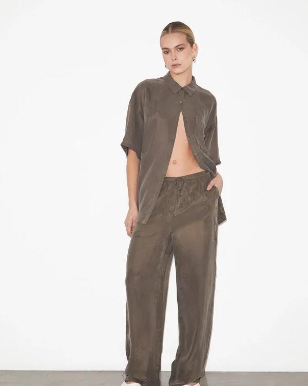 Discount STUDIO Ember Silky Jacquard Pj Pants In Coffee Brown