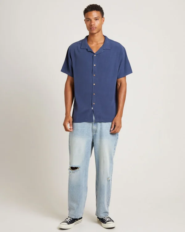 Sale THE CRITICAL SLIDE SOCIETY Ernie Short Sleeve Resort Shirt In Navy