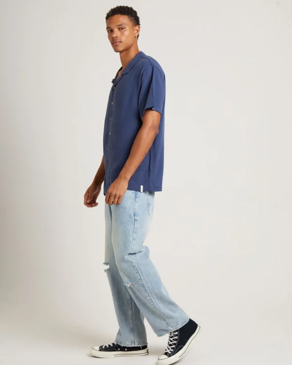 Sale THE CRITICAL SLIDE SOCIETY Ernie Short Sleeve Resort Shirt In Navy