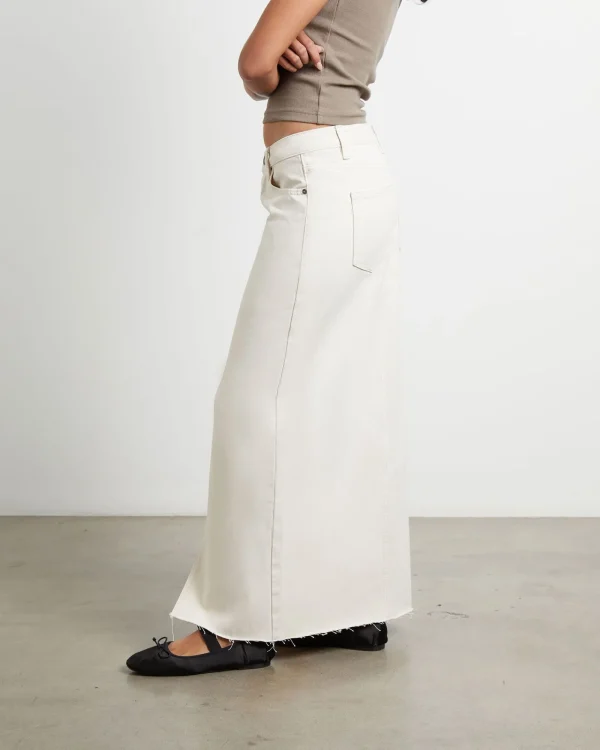 New INSIGHT Eva Maxi Denim Skirt In Chalk