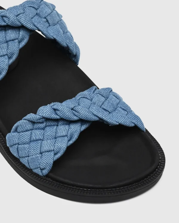 Shop THERAPY Evil Slides In Blue Denim