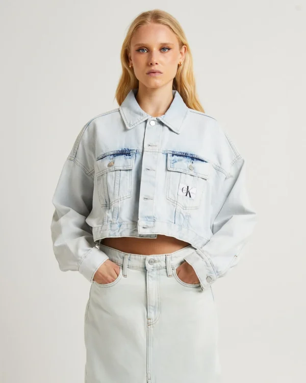 Clearance CALVIN KLEIN Extra Oversize Crop Denim Jacket