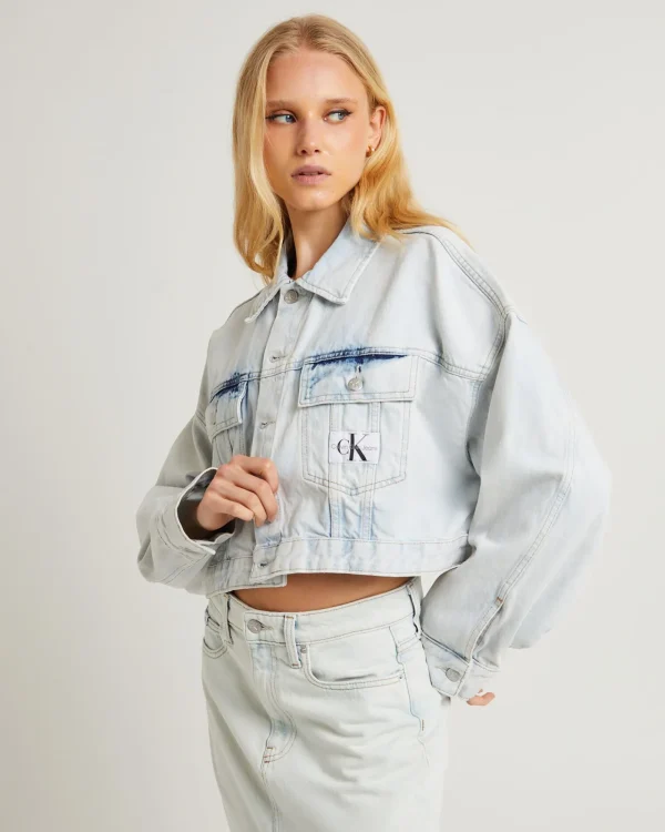 Clearance CALVIN KLEIN Extra Oversize Crop Denim Jacket