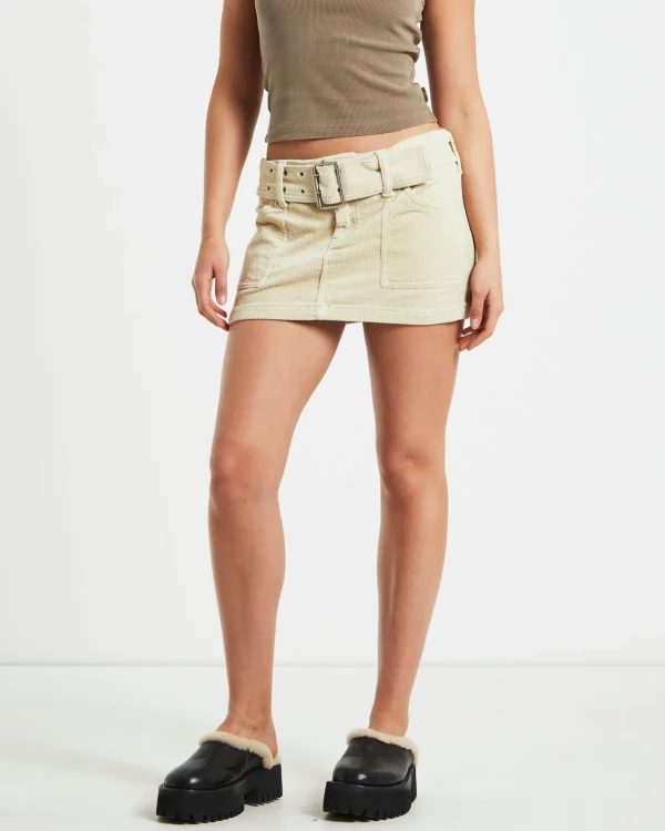Outlet INSIGHT Fantasy Cord Low Rise Skirt In Clay Natural