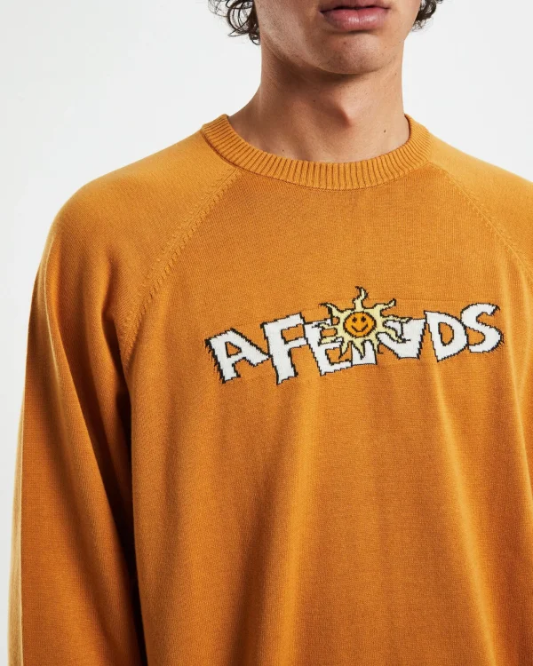 Outlet AFENDS Farming Recycled Knit Crewneck Sweater In Mustard Yellow