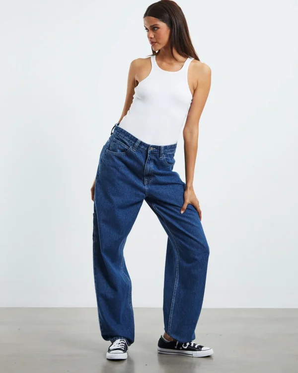 Cheap DR DENIM Faye Worker Jeans Pebble Mid Stone