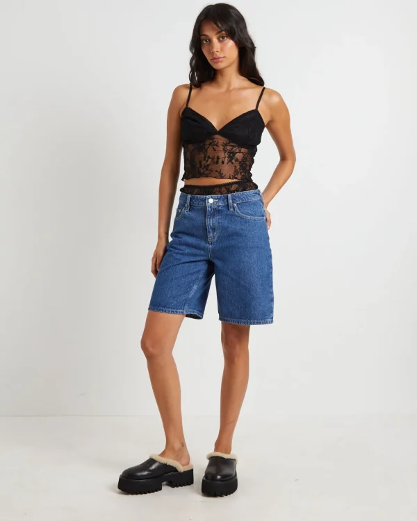 Online LOVE NOTES Fifi Fine Lace Ruffle Brief Shorts In Black