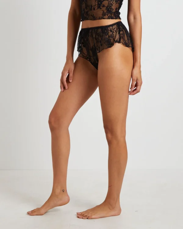 Online LOVE NOTES Fifi Fine Lace Ruffle Brief Shorts In Black