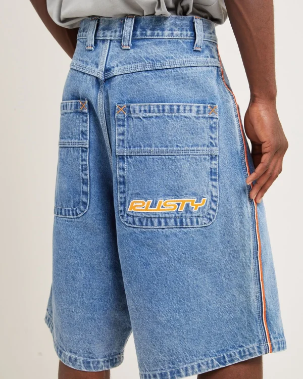 Cheap RUSTY Flip Daddy Draggin Denim Jorts Middy Blue
