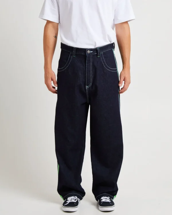 Fashion RUSTY Flip Daddy Jeans Raw Dawg Blue