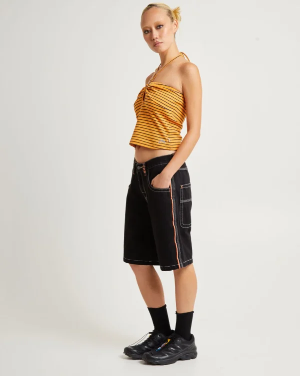 Shop RUSTY Flip Mommy Low Rise Wide Leg Denim Shorts