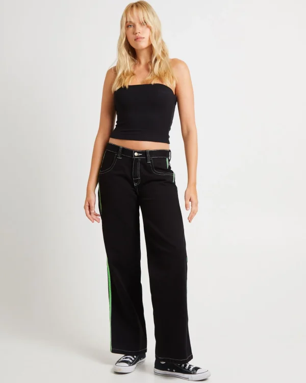 Hot RUSTY Flip Mommy Low Rise Wide Leg Denim Pants