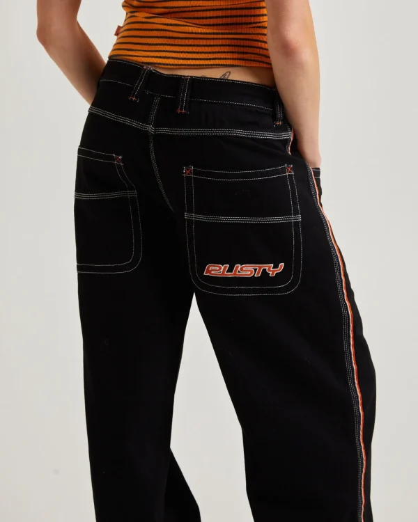 Shop RUSTY Flip Mommy Low Rise Wide Leg Denim Pants