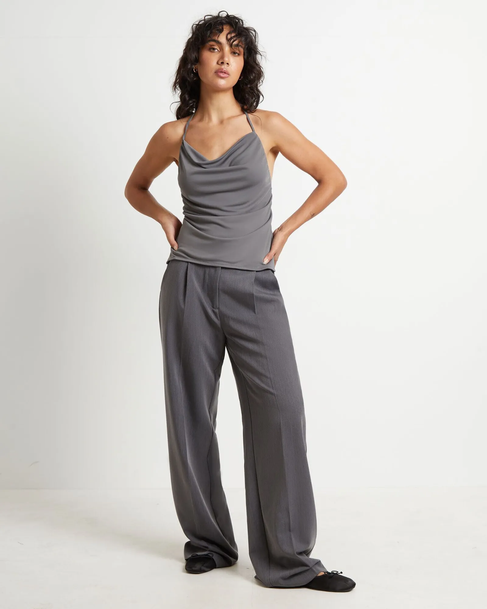 frankie_slinky_cowl_neck__2.webp Outlet ALICE IN THE EVE Frankie Slinky Cowl Neck Halter Top In Slate Grey