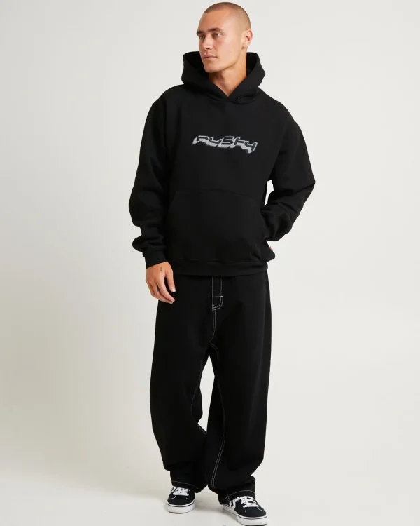 Best Sale RUSTY Freeway Hooded Fleece Jumper Black