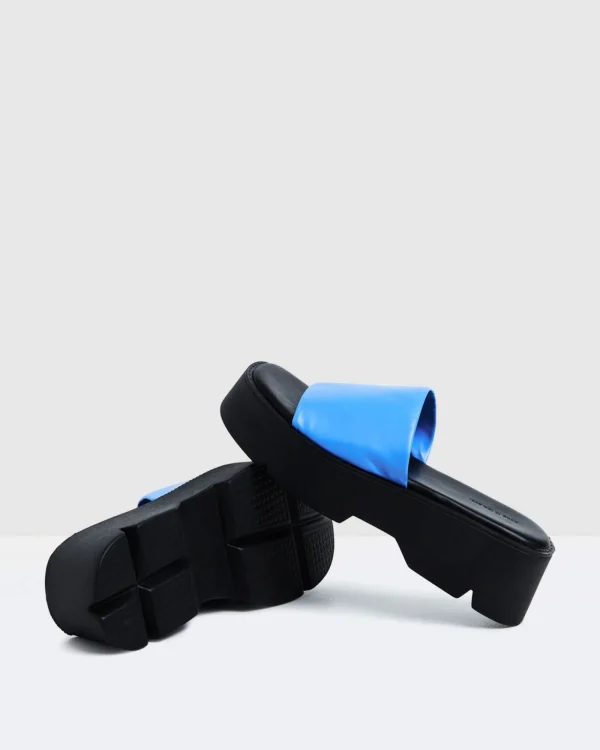 Hot ALICE IN THE EVE Freya Flatform Slides Azure Blue/Black