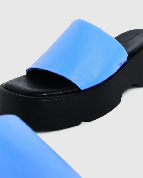 Hot ALICE IN THE EVE Freya Flatform Slides Azure Blue/Black