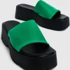 Hot ALICE IN THE EVE Freya Flatform Slides Fern Green/Black