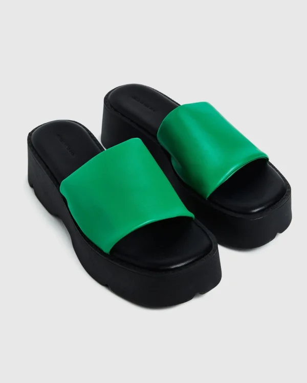 Hot ALICE IN THE EVE Freya Flatform Slides Fern Green/Black