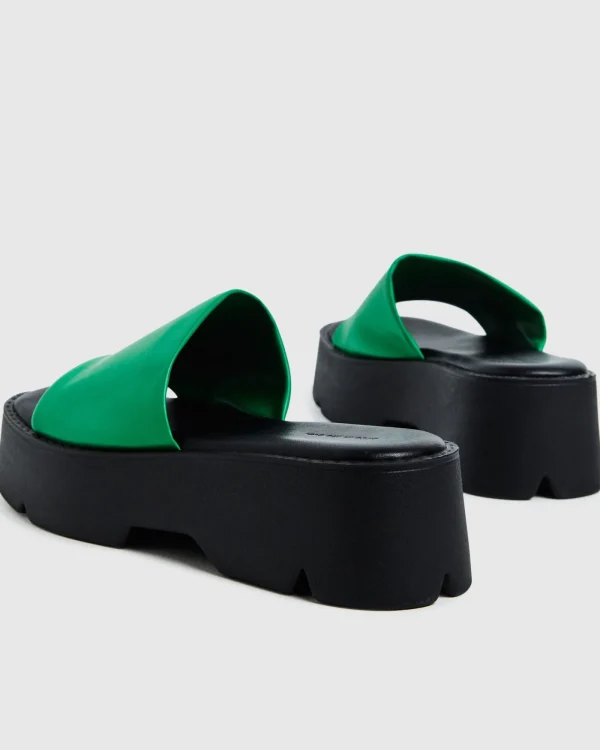 Hot ALICE IN THE EVE Freya Flatform Slides Fern Green/Black