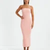 New CHARLIE HOLIDAY Freya Knit Midi Dress Pink Punch