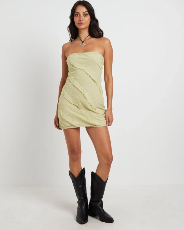 Outlet SUBTITLED Friday Frills Mini Dress In Lime