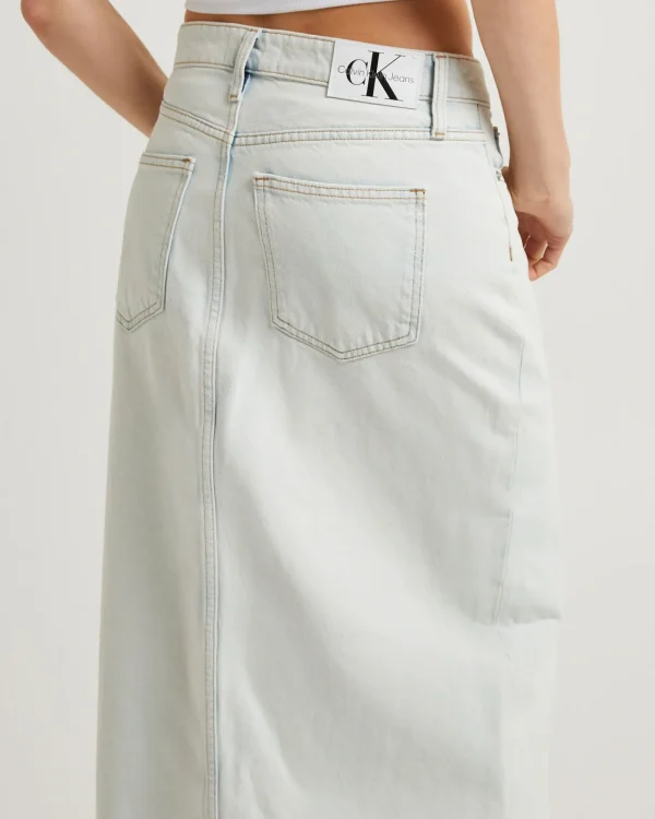 Discount CALVIN KLEIN Front Split Maxi Denim Skirt