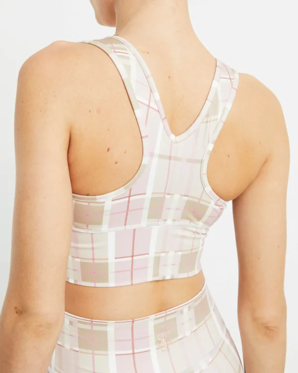 Sale SUBTITLED SPORTS CLUB Gather Front Crop Top In Pink Check