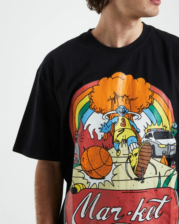 Best MARKET Good Day Short Sleeve T-Shirt In Vintage Black